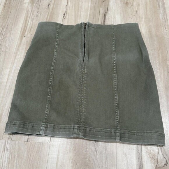 FREE PEOPLE 6 Modern Femme Army Green‎ Denim Skirt Utility Gorpcore - Picture 6 of 6